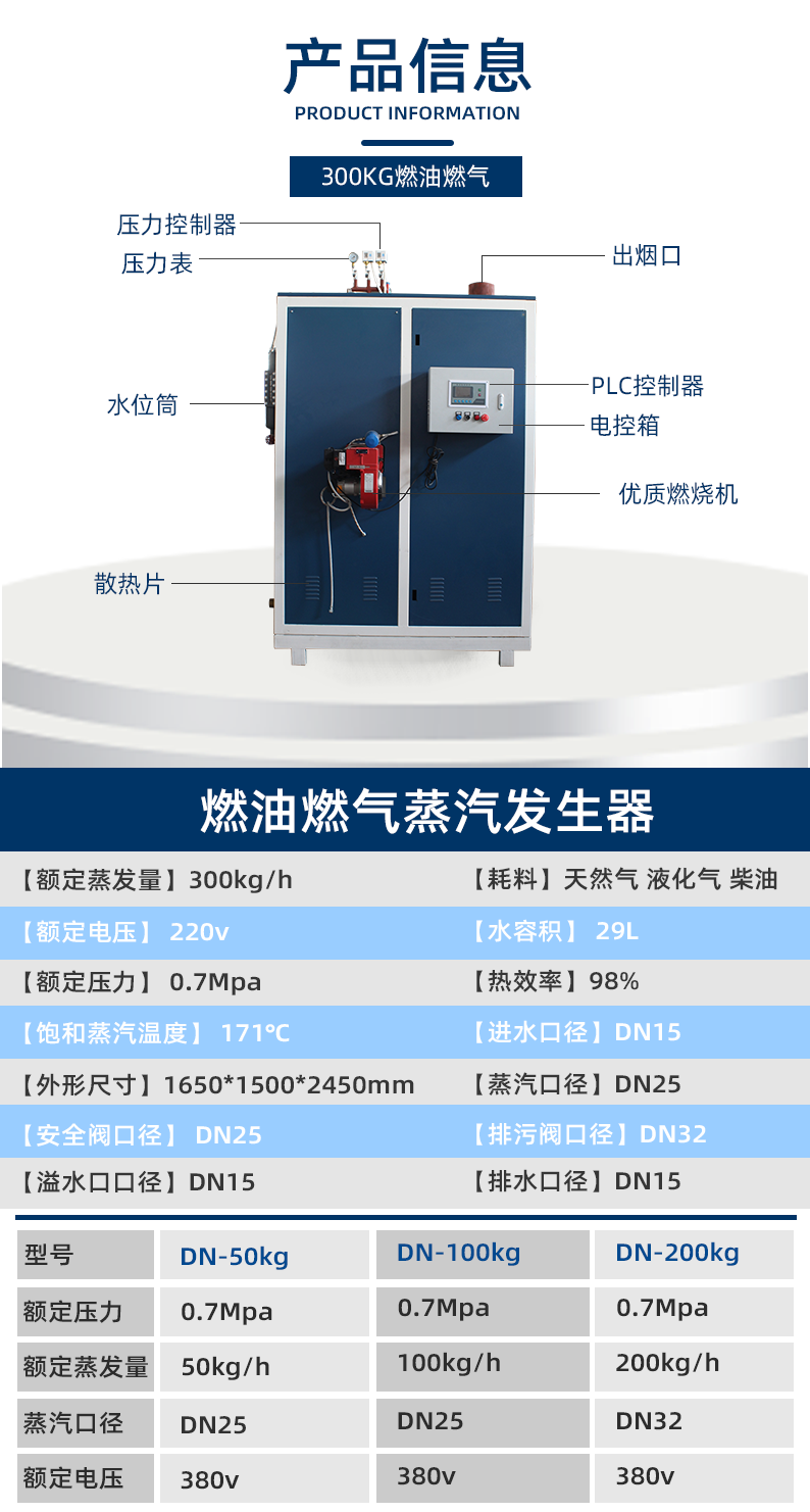 鑫达能300kg蒸汽发生器设备参数