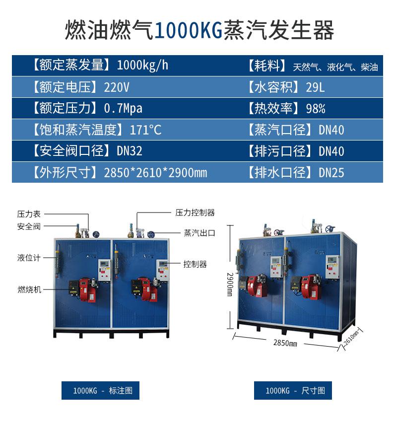 1T<a href='http://www.jsxdn.cn/ranqi' target='_blank'><u>燃气蒸汽发生器</u></a>设备参数